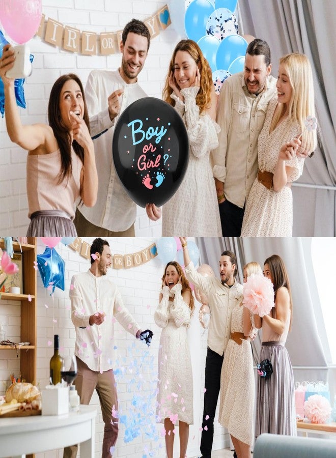 بالون كشف جنس المولود، أفكار لكشف جنس المولود، بالون أسود مقاس 36 بوصة لكشف جنس المولود مع قصاصات ورقية زرقاء ووردية، طقم بالونات كونفيتي مع قصاصات ورقية زرقاء ووردية لأفكار كشف جنس المولود، لوازم حفلات، زينة حفلات استقبال المولود - Image 5